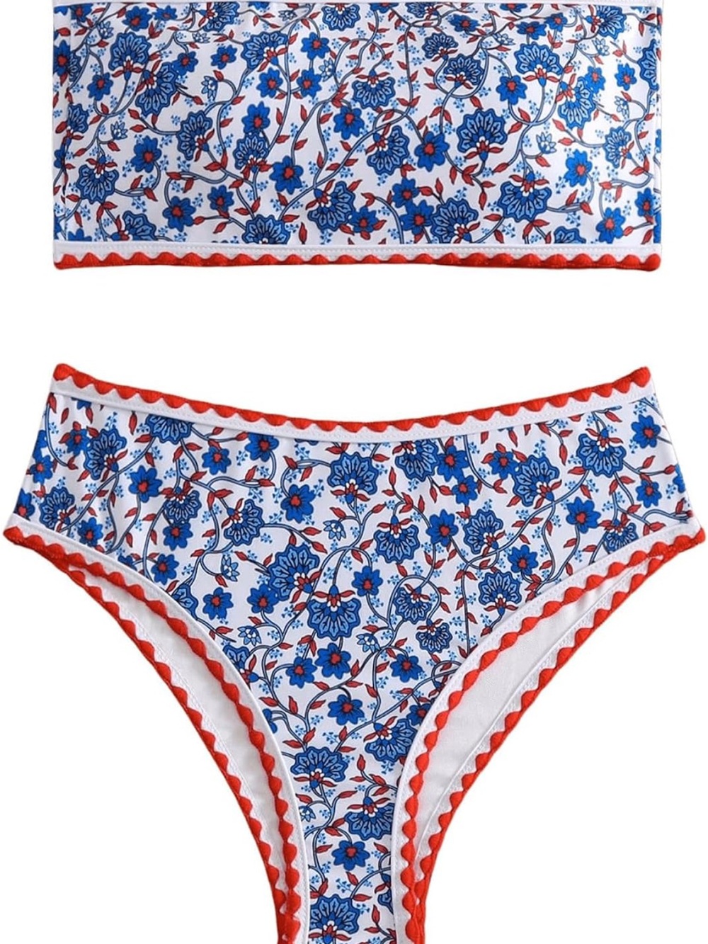 Strapless bathing suit with high rise bottoms